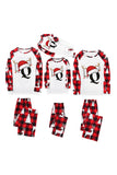 Conjunto de pijama de pajarito con estampado de sombrero de ciervo rojo y blanco