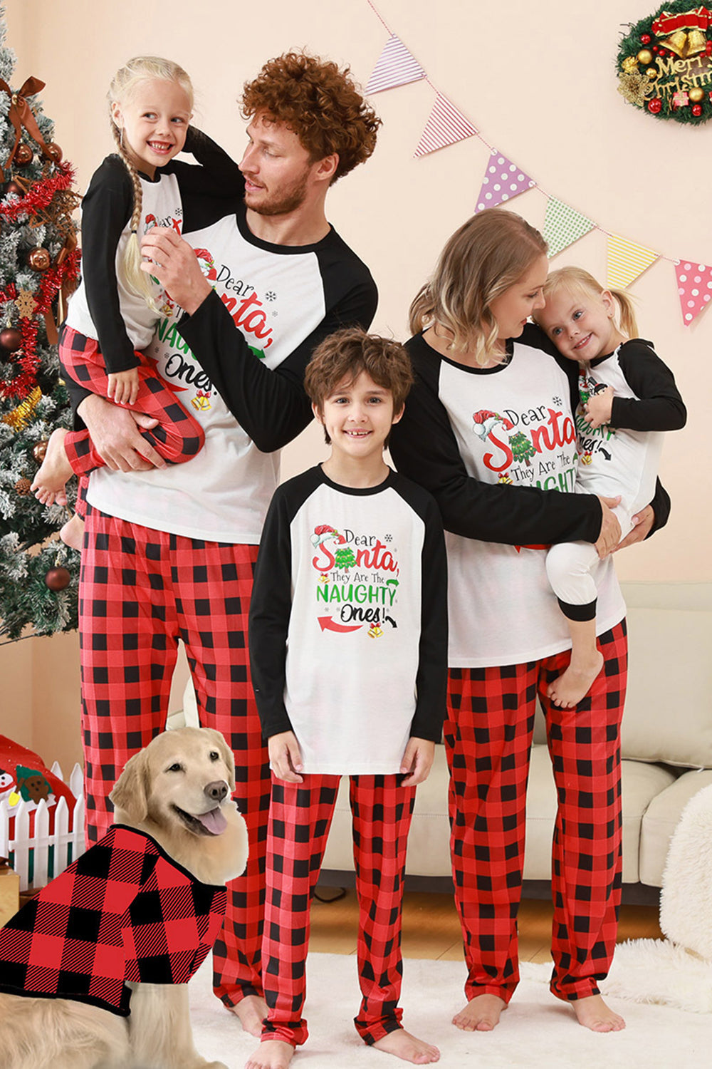 Conjunto de pijama Papá Noel estampado Papá Noel negro y rojo