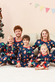 Conjunto de pijama familiar estampado con estampado navideño azul marino