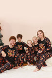 Conjunto de pijama familiar de Halloween estampado con estampado de truco o trato negro