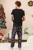 Conjunto de pijama familiar de Halloween con estampado de araña negro y naranja