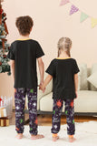 Conjunto de pijama familiar de Halloween con estampado de araña negro y naranja