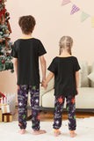 Conjunto de pijama familiar de Halloween con estampado de araña negro y naranja