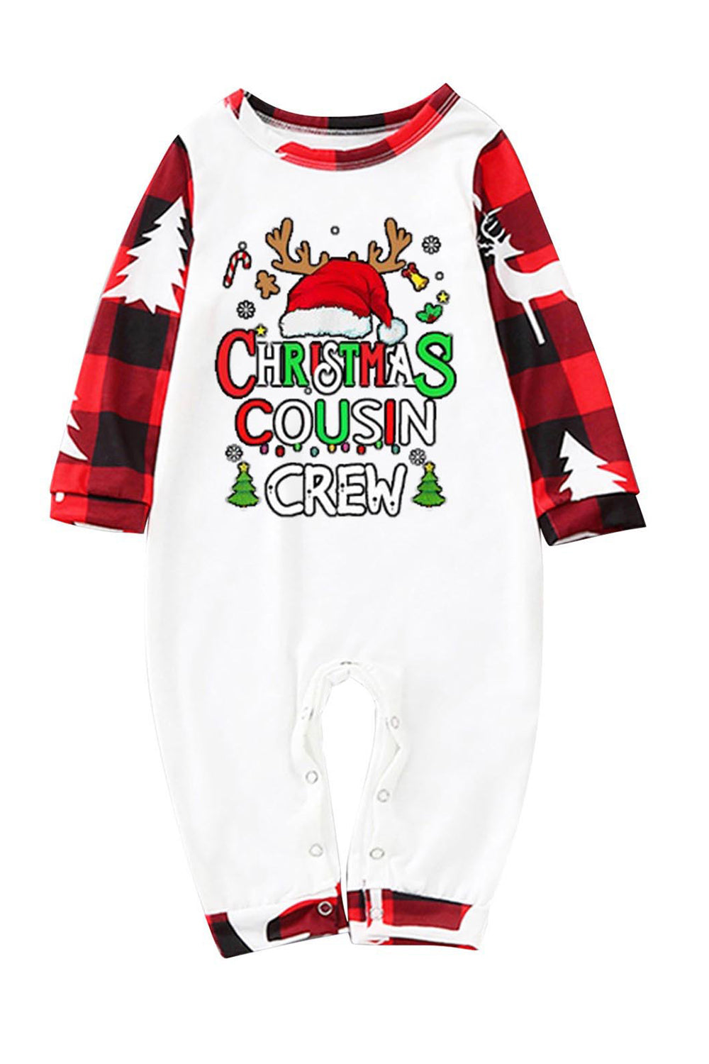 Conjunto de pijama familiar con estampado navideño rojo y blanco