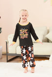 Conjunto de pijama familiar con estampado de calabaza negra de Halloween