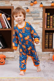 Pijama familiar de Halloween con estampado de calabaza naranja (mangas largas)