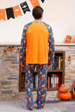 Pijama familiar de Halloween con estampado de calabaza naranja (mangas largas)