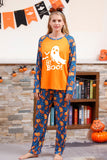 Pijama familiar de Halloween con estampado de calabaza naranja (mangas largas)