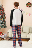 Pijama de Navidad Familiar con estampado de árbol azul negro
