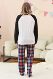Pijama de Navidad Familiar con estampado de árbol azul negro