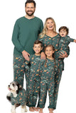 Conjunto de pijama a juego verde oscuro animal print