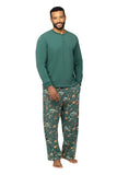 Conjunto de pijama a juego verde oscuro animal print