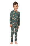Conjunto de pijama a juego verde oscuro animal print