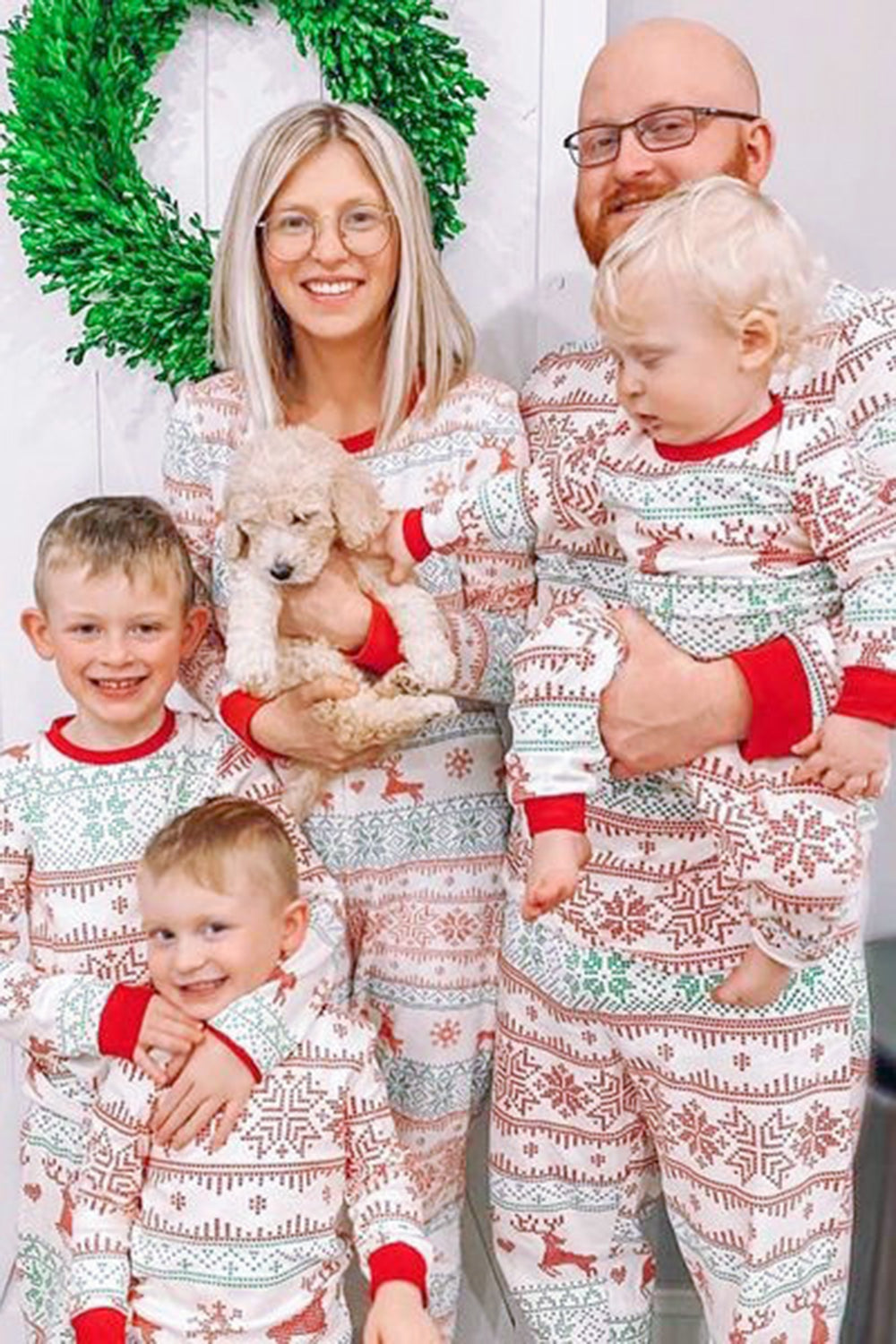 Copo De Nieve Y Ciervo Estampado Gris Familia A Juego Conjunto de Pijama Navideño