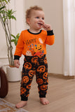 Estampado de calabaza naranja Juego de pijama familiar de Halloween
