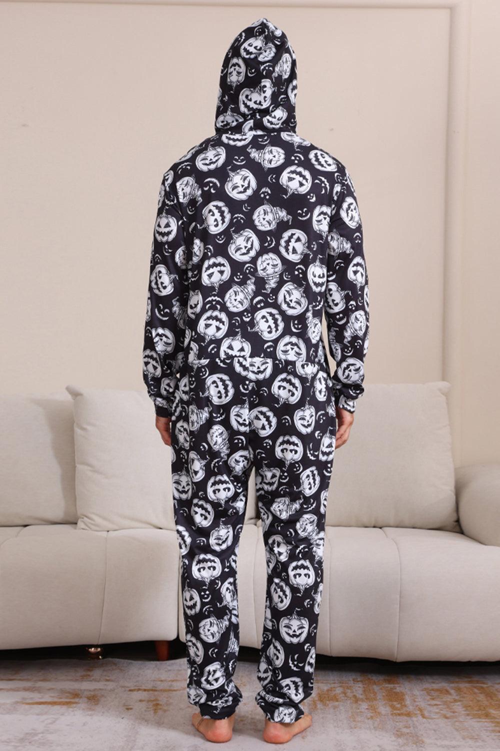 Pijama de una pieza de Halloween a juego con estampado de calabaza