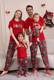 Conjuntos de pijamas familiares rojos Feliz Navidad