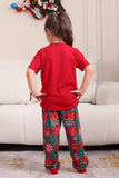 Conjuntos de pijamas familiares rojos Feliz Navidad