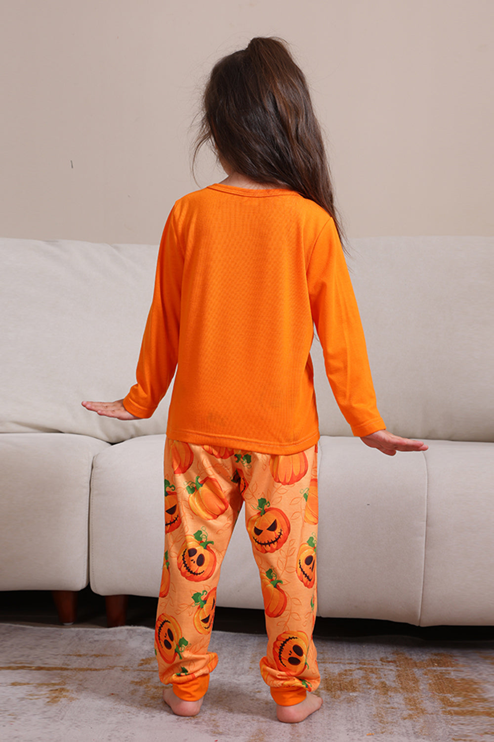 Conjunto de pijama familiar de calabaza naranja de Halloween