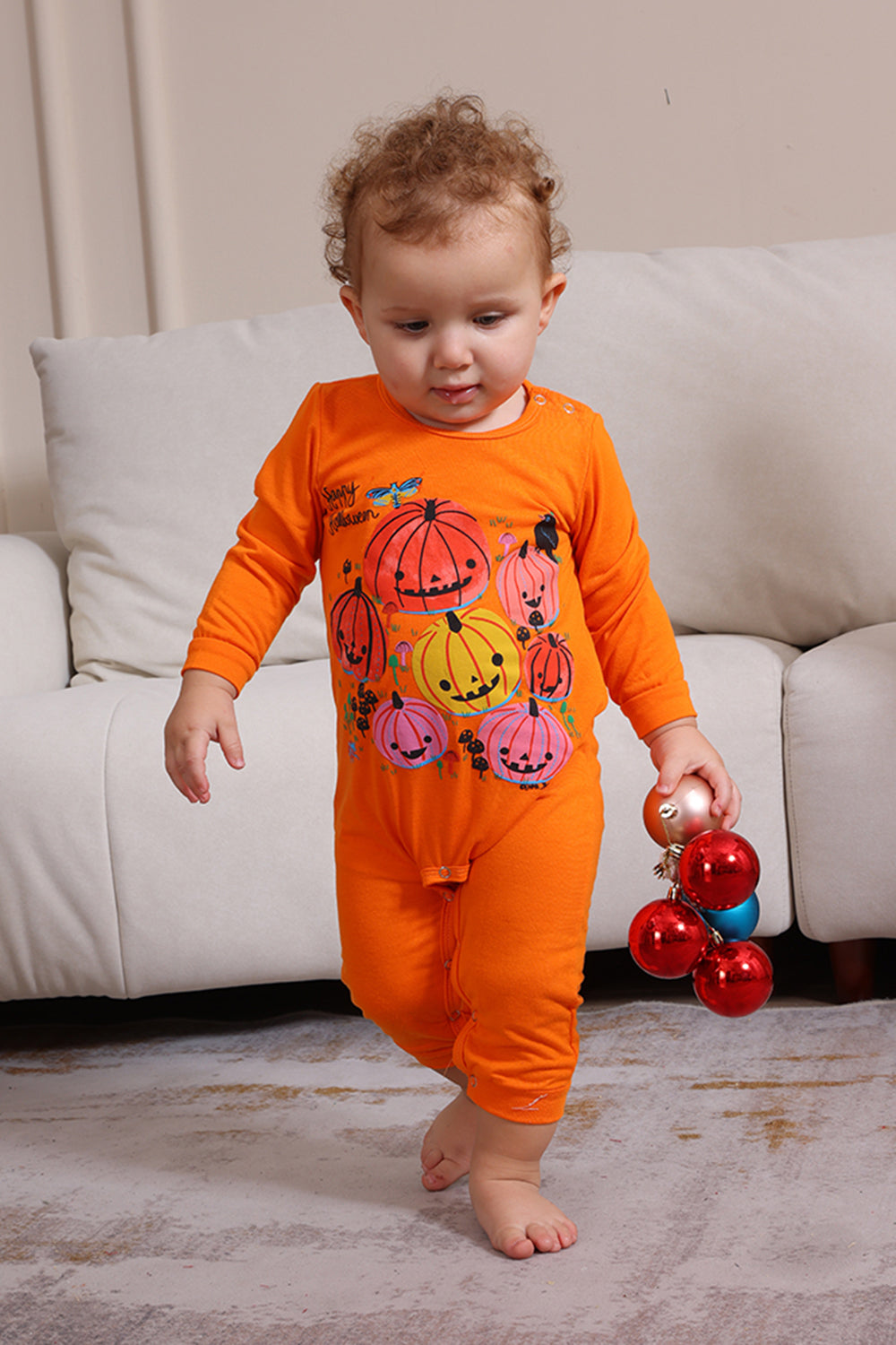 Conjunto de pijama familiar de calabaza naranja de Halloween