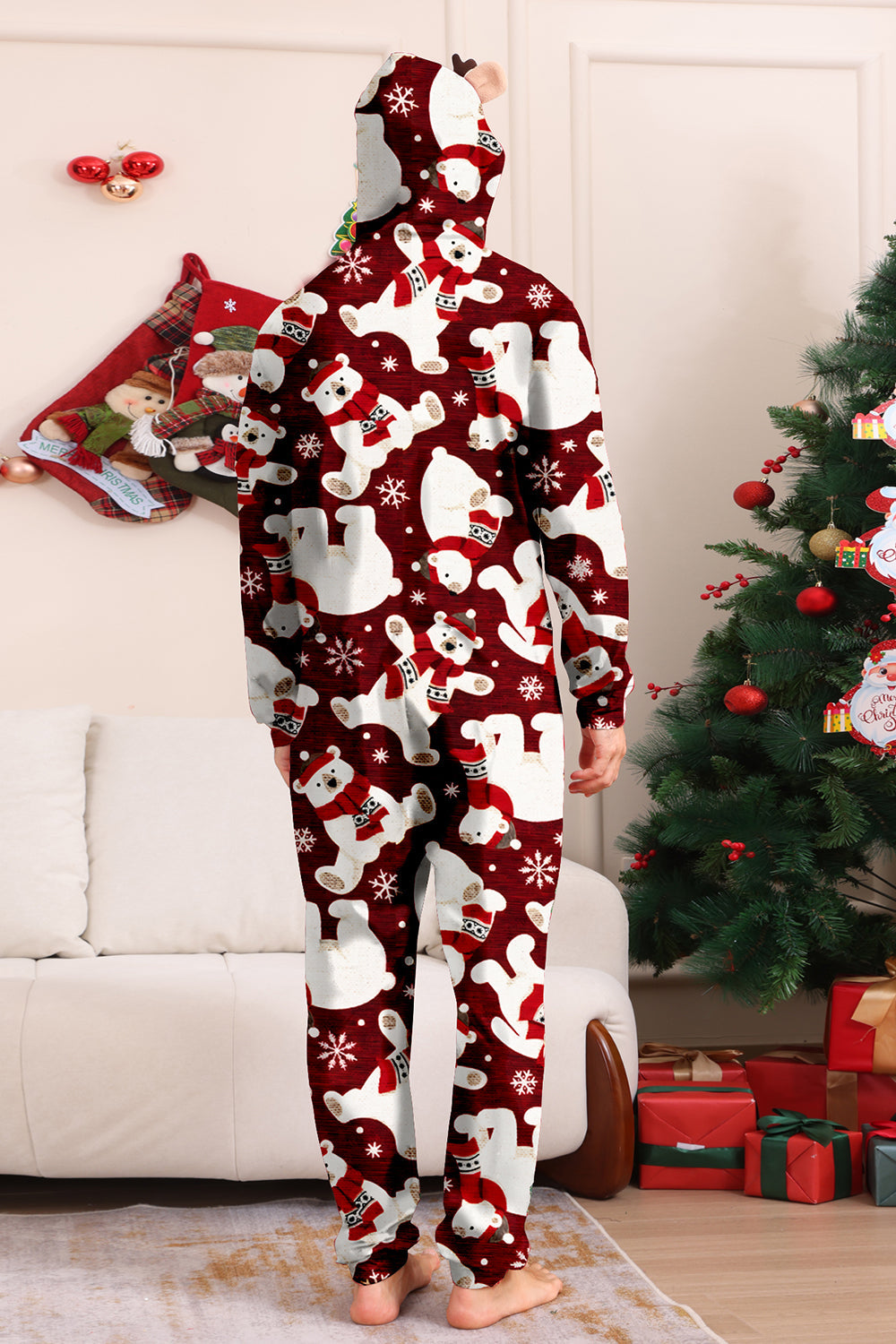 Conjunto de pijama familiar Burgundy Bear