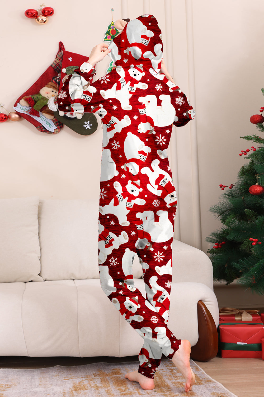 Conjunto de pijama familiar Burgundy Bear