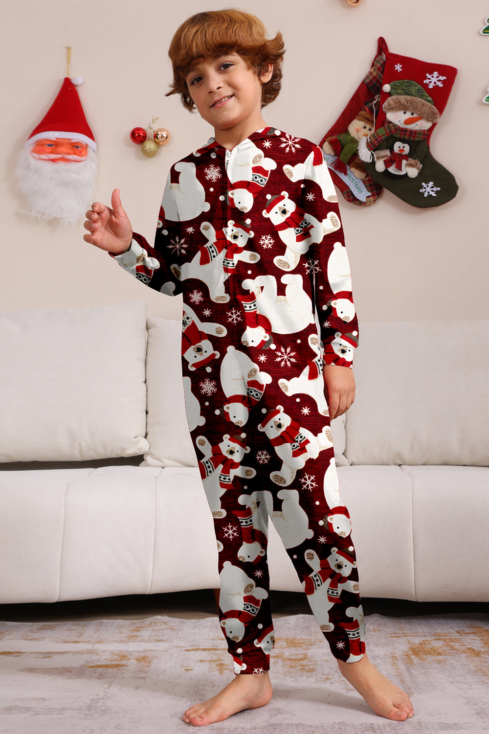 Conjunto de pijama familiar Burgundy Bear