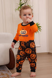 Conjunto de pijama familiar de manga larga de Halloween naranja a juego