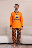 Conjunto de pijama familiar de manga larga de Halloween naranja a juego