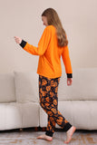 Conjunto de pijama familiar de manga larga de Halloween naranja a juego