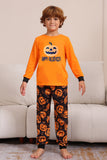 Conjunto de pijama familiar de manga larga de Halloween naranja a juego