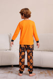 Conjunto de pijama familiar de manga larga de Halloween naranja a juego