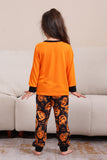 Conjunto de pijama familiar de manga larga de Halloween naranja a juego