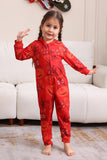 Conjunto de pijama familiar con capucha con estampado rojo