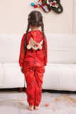 Conjunto de pijama familiar con capucha con estampado rojo