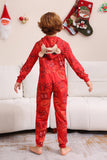 Conjunto de pijama familiar con capucha con estampado rojo