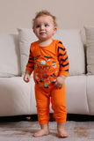 Conjunto de pijama a juego familiar de Halloween naranja