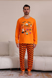 Conjunto de pijama a juego familiar de Halloween naranja