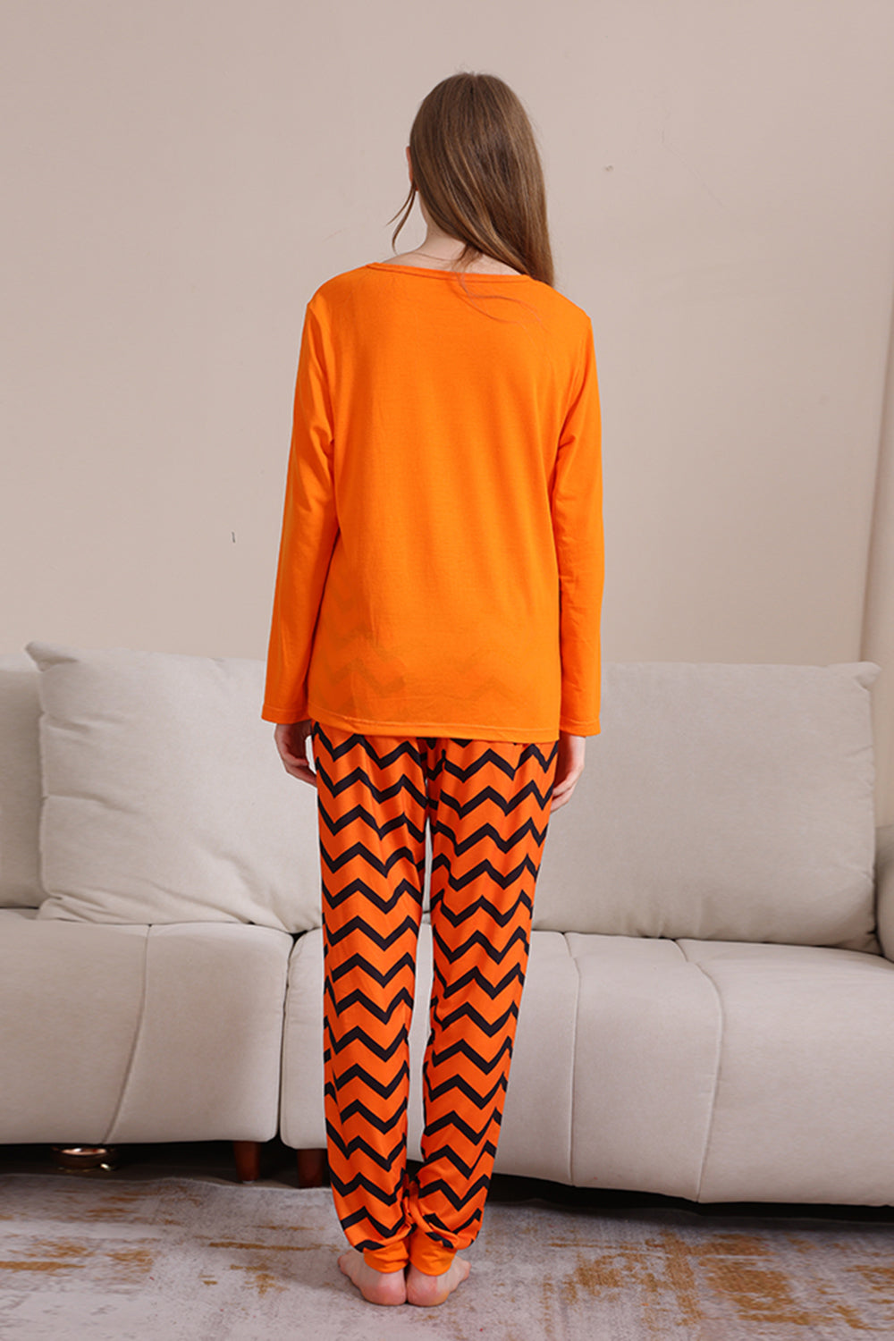 Conjunto de pijama a juego familiar de Halloween naranja