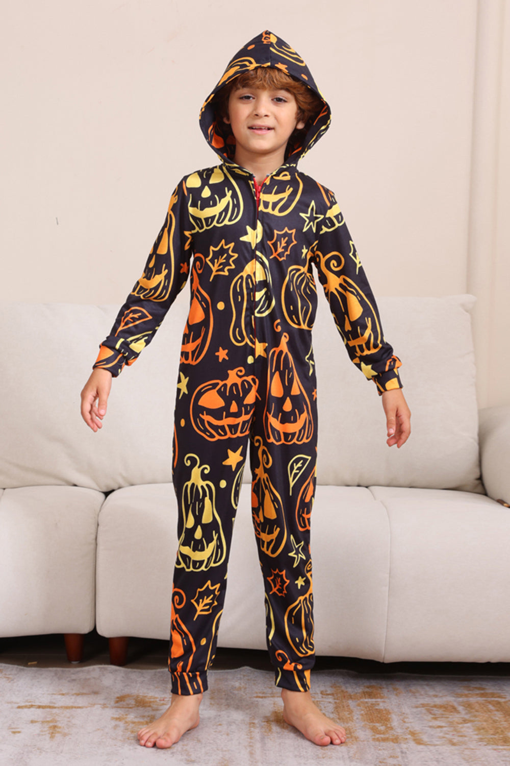 Estampado negro Conjunto de pijama familiar de Halloween a juego