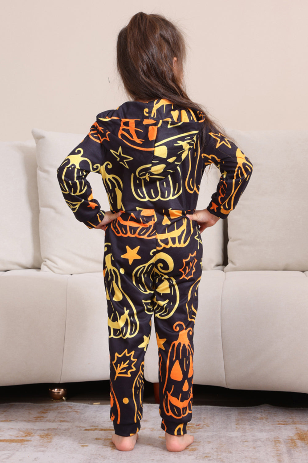 Estampado negro Conjunto de pijama familiar de Halloween a juego