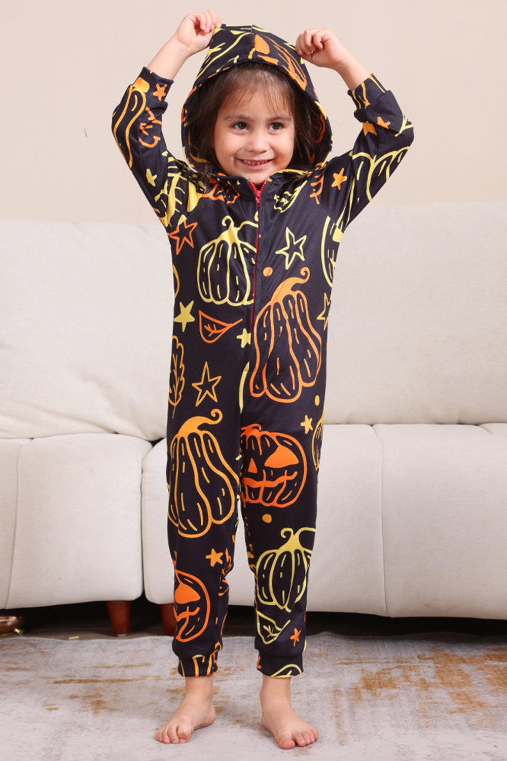 Estampado negro Conjunto de pijama familiar de Halloween a juego