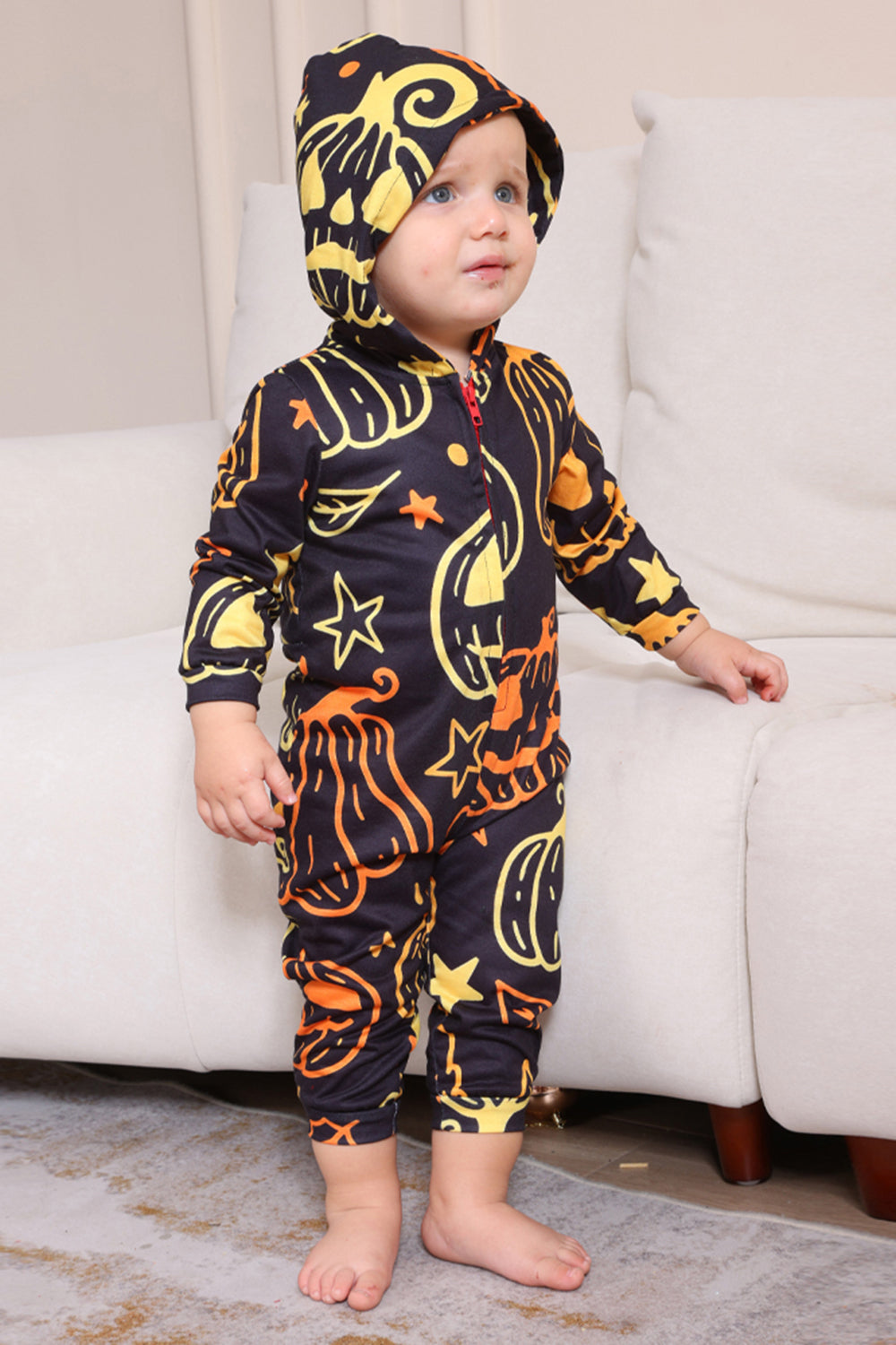 Estampado negro Conjunto de pijama familiar de Halloween a juego
