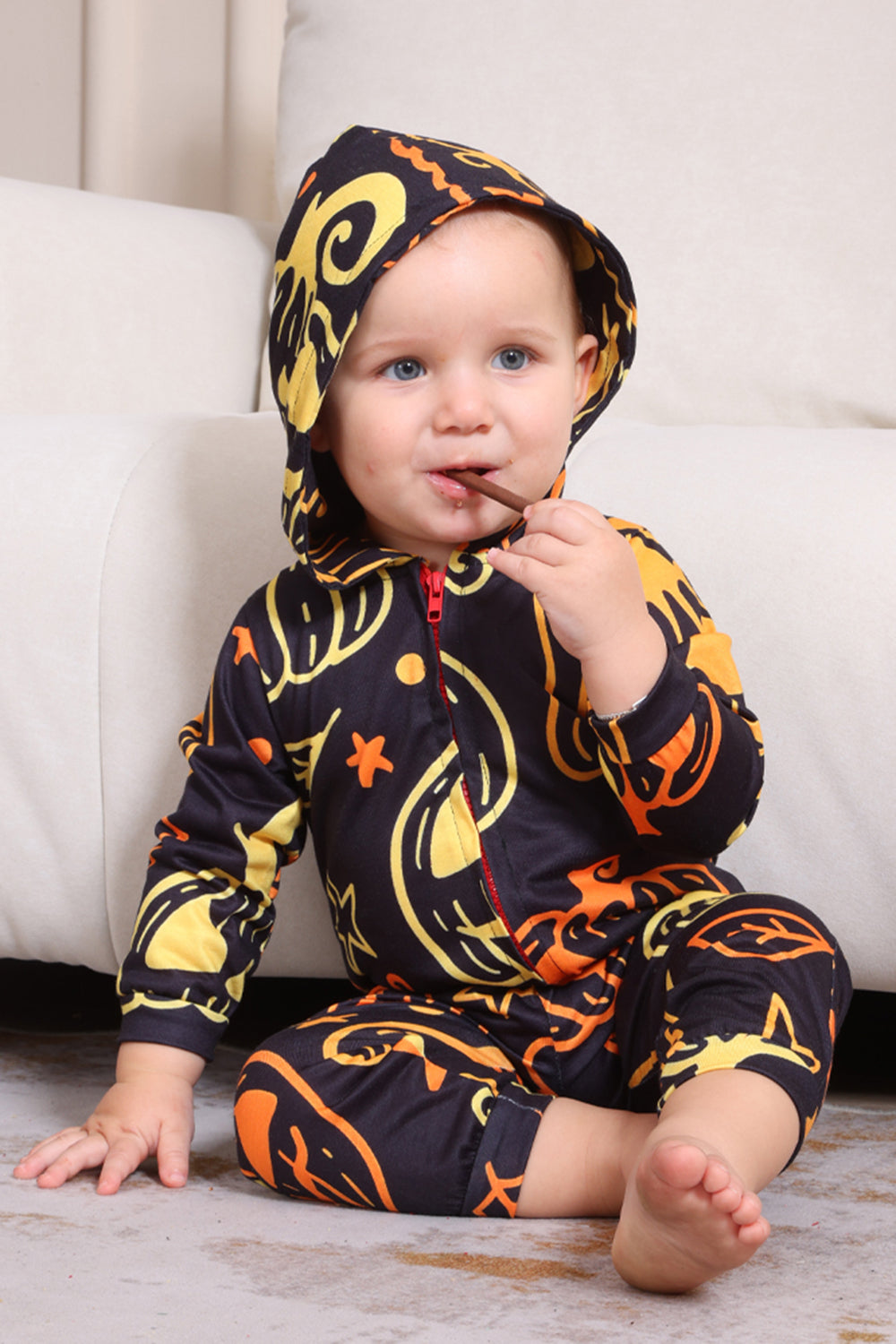 Estampado negro Conjunto de pijama familiar de Halloween a juego