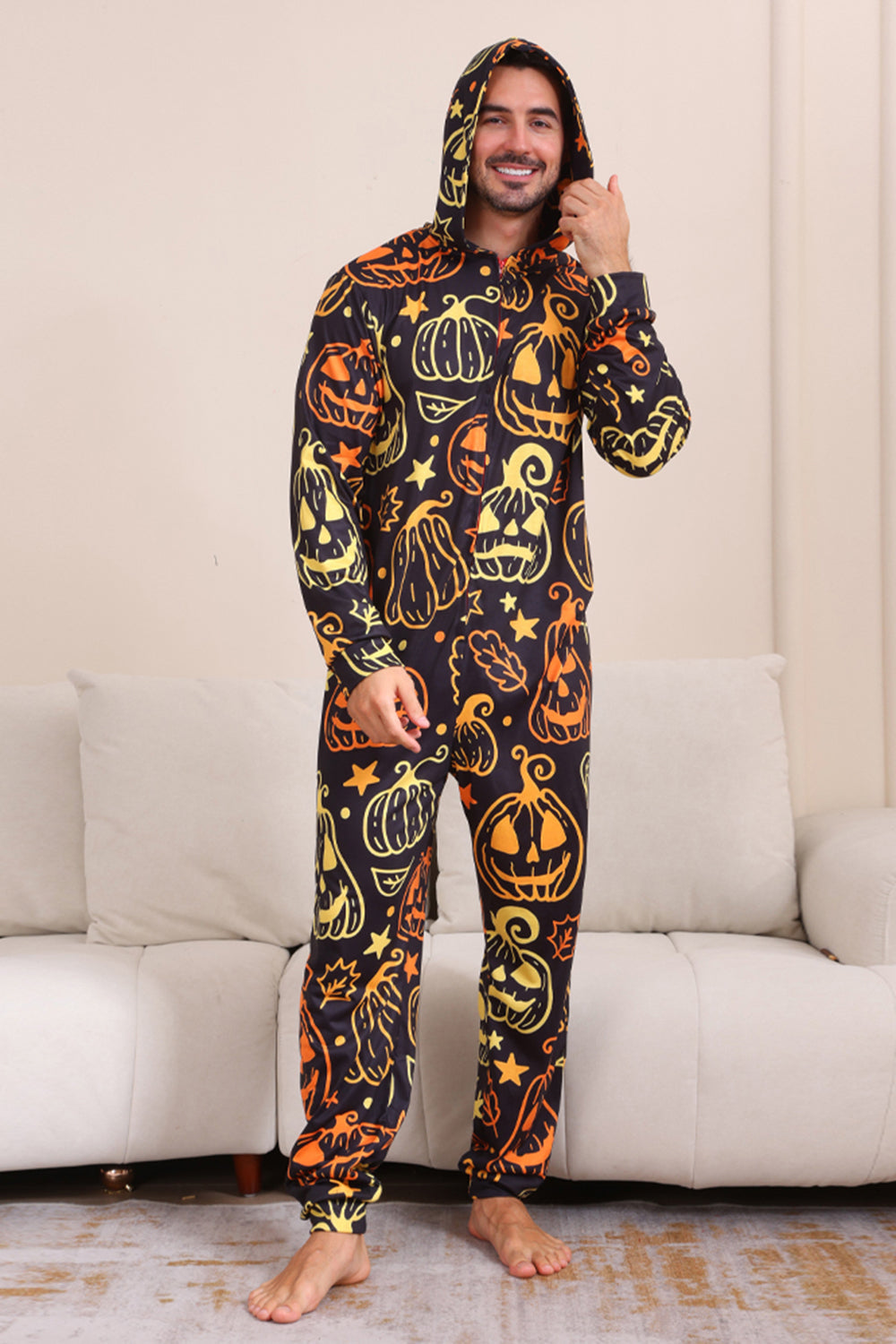 Estampado negro Conjunto de pijama familiar de Halloween a juego
