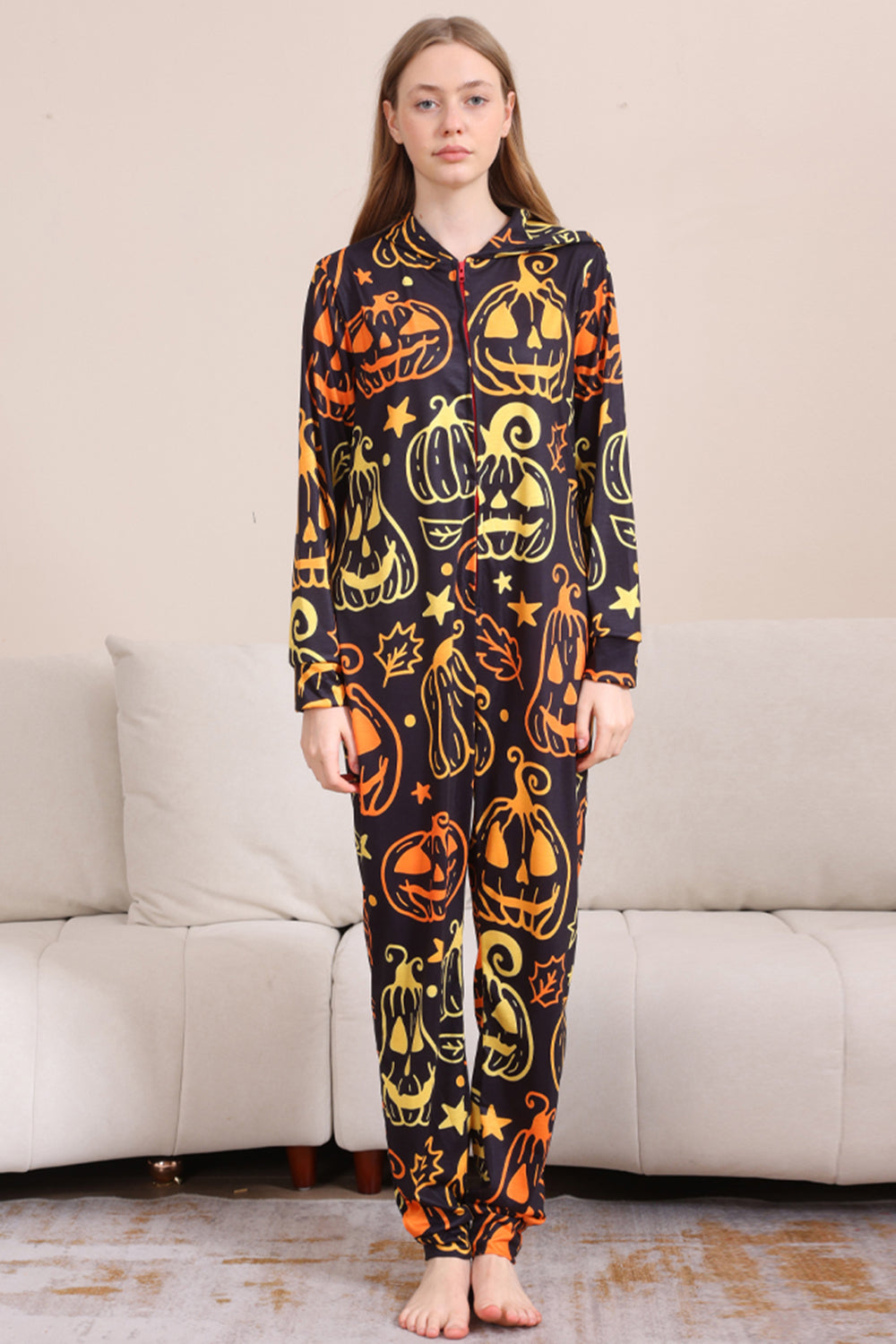 Estampado negro Conjunto de pijama familiar de Halloween a juego