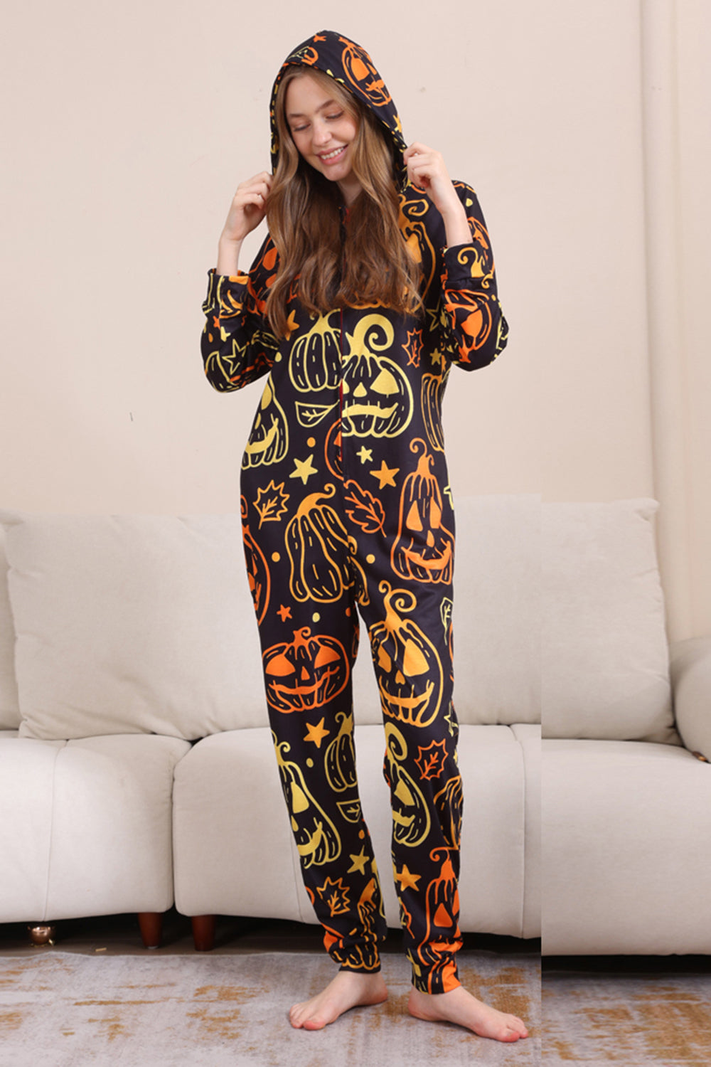 Estampado negro Conjunto de pijama familiar de Halloween a juego