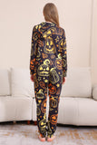 Estampado negro Conjunto de pijama familiar de Halloween a juego