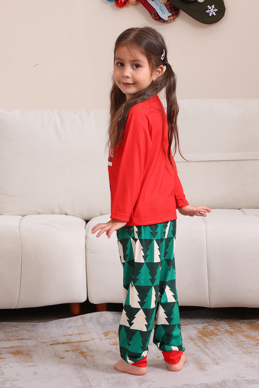 Estampado Rojo Navidad Familia Conjunto de Pijama a Juego