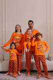 Pijama familiar de Halloween a rayas naranjas